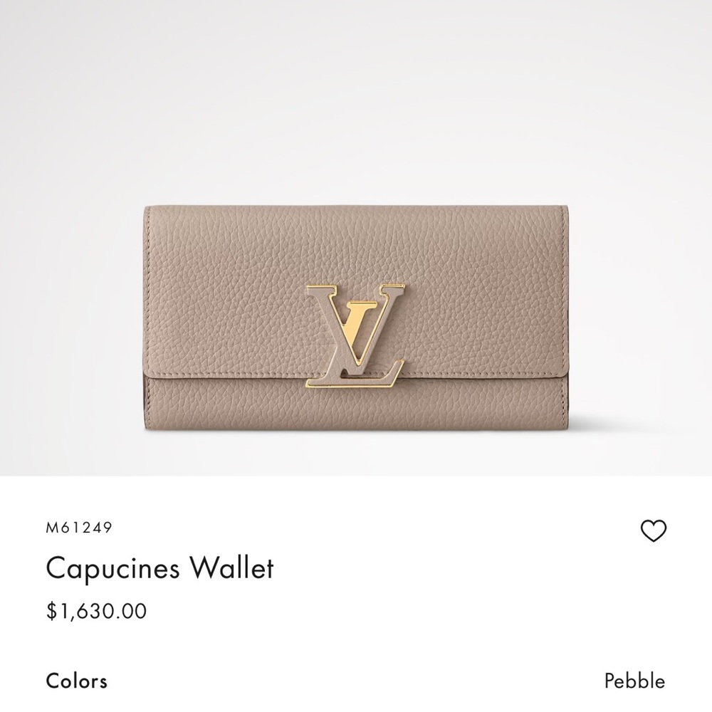Louis Vuitton Capucines Pebble Leather Wallet - Pebble Taupe with Gold Hardware